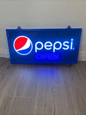Pepsi Blue and Red Illuminated Open Sign